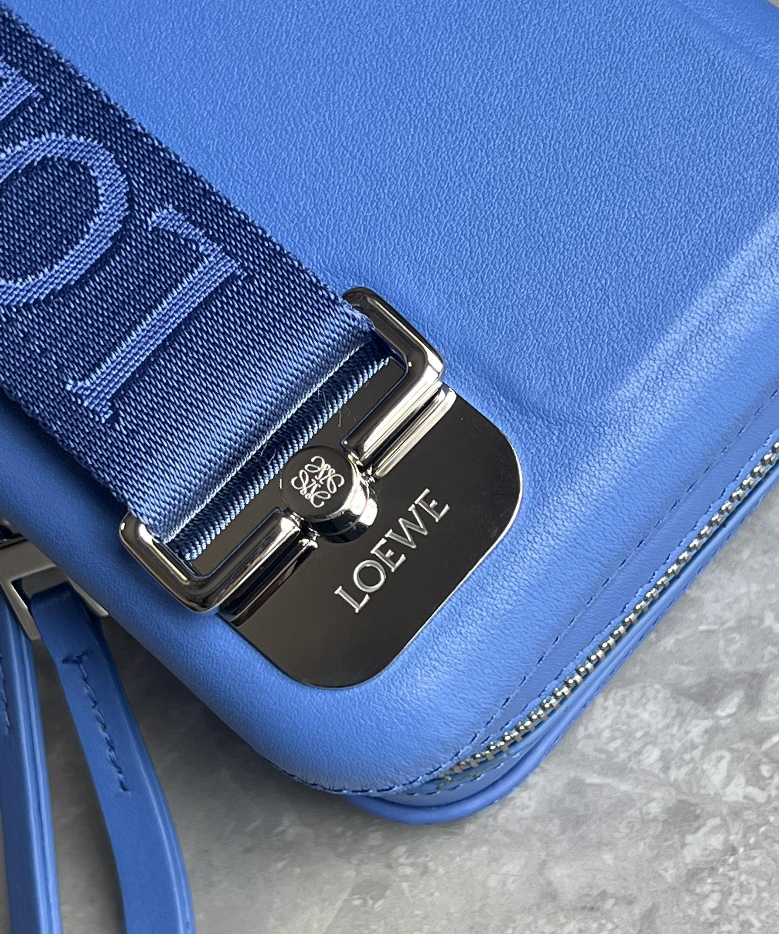 Loewe Molded Sling in Smooth Calfskin Blue